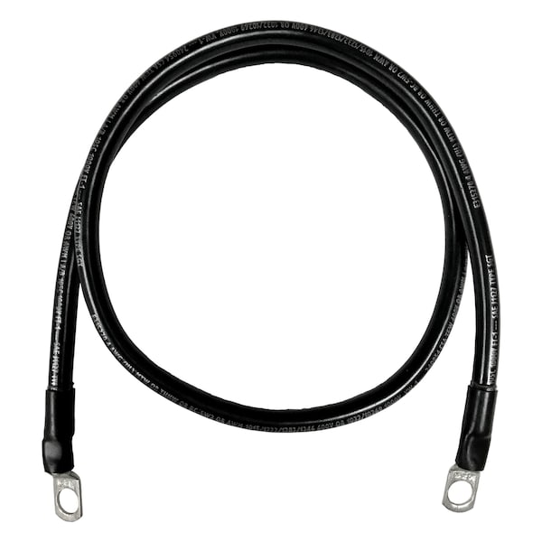 Remington Industries Marine Battery Cable, 4 AWG Gauge, Tinned Copper w/ Black PVC, 48" Length, 3/8" Lugs 4-3MBCBLA48 - main